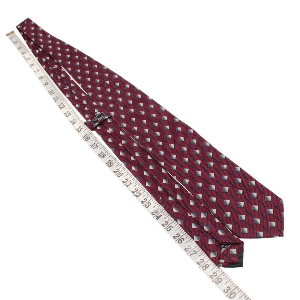 Italo Ferretti NWT Neck Tie in Red Geometric Print 100% Silk Made in Italy